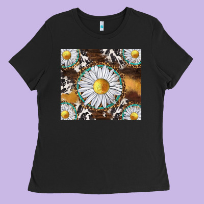 Western Daisy And Cowhide Tumbler Tbs Ladies Tee Designed By Tumblerdesignbyshophia