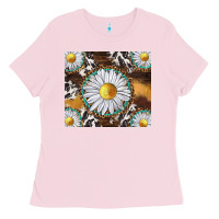 Bubblegum Pink western daisy and cowhide tumbler tbs Ladies Tee - TumblerDesignByShophia