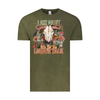 Vintage Olive Last night we let the liquor talk Vintage Tee - HowdyJamesFarm