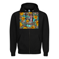 Black baby pigs with leopard cowhide and sunflowers Zipper Hoodie - Artiststas