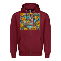 Burgundy baby pigs with leopard cowhide and sunflowers Zipper Hoodie - Artiststas