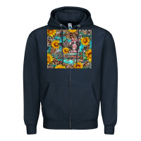 Navy baby pigs with leopard cowhide and sunflowers Zipper Hoodie - Artiststas
