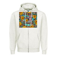 Oatmeal Heather baby pigs with leopard cowhide and sunflowers Zipper Hoodie - Artiststas