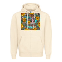 Sandshell baby pigs with leopard cowhide and sunflowers Zipper Hoodie - Artiststas