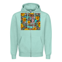 Seafoam baby pigs with leopard cowhide and sunflowers Zipper Hoodie - Artiststas