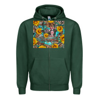 Sports Green baby pigs with leopard cowhide and sunflowers Zipper Hoodie - Artiststas
