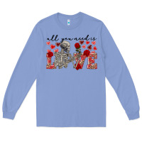 Colony Blue Skeleton all you need is love Long Sleeve Tee - FaDigitalArtStudio