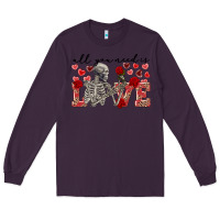 Plum Skeleton all you need is love Long Sleeve Tee - FaDigitalArtStudio