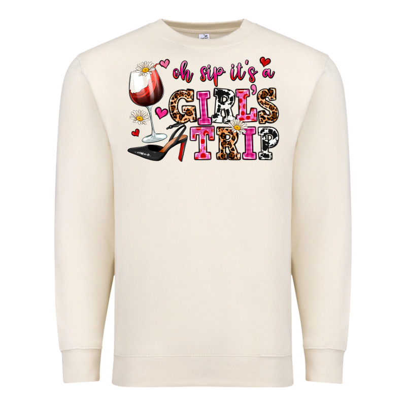 Oh Sip Its A Girls Trip Premium Sweatshirt by AdoDesignShop | Teevron