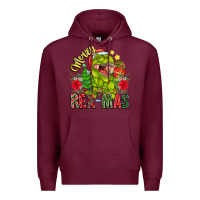 Burgundy Merry Rexmas Premium Hoodie - CowhideDigitalArt