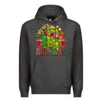Charcoal Heather Merry Rexmas Premium Hoodie - CowhideDigitalArt
