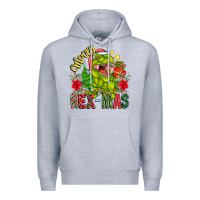 Heather Grey Merry Rexmas Premium Hoodie - CowhideDigitalArt