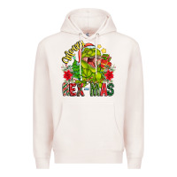 Pale Pink Merry Rexmas Premium Hoodie - CowhideDigitalArt