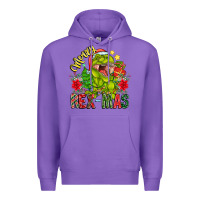 Purple Merry Rexmas Premium Hoodie - CowhideDigitalArt