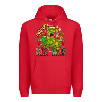Red Merry Rexmas Premium Hoodie - CowhideDigitalArt