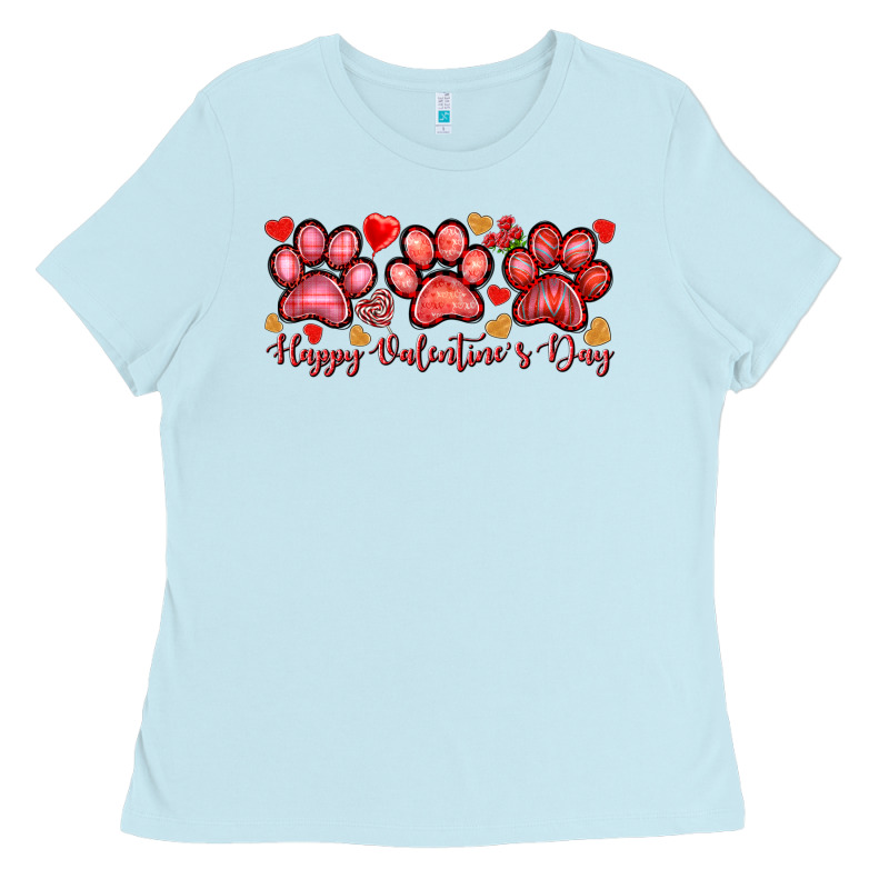 Happy Valentine's Day Paws Valentine's Day Ladies Tee by HowdyJamesFarm | Teevron