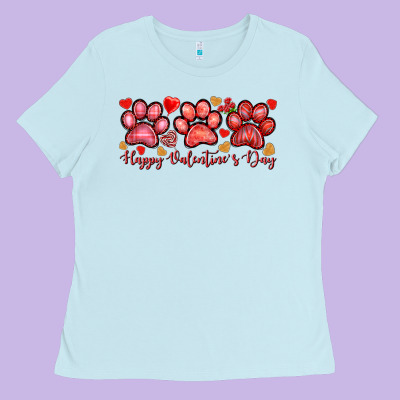 Happy Valentine's Day Paws Valentine's Day Ladies Tee Designed By Howdyjamesfarm