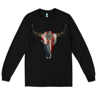 Black American Bull Skull Gemstone Long Sleeve Tee - Jasminsmagicworld