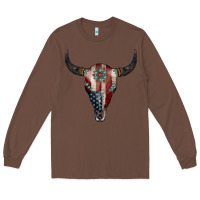 Chestnut American Bull Skull Gemstone Long Sleeve Tee - Jasminsmagicworld