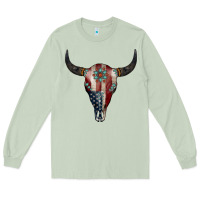 Matcha American Bull Skull Gemstone Long Sleeve Tee - Jasminsmagicworld