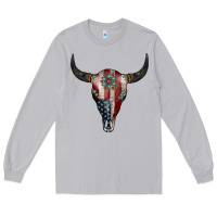 Moon Dust American Bull Skull Gemstone Long Sleeve Tee - Jasminsmagicworld