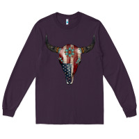 Plum American Bull Skull Gemstone Long Sleeve Tee - Jasminsmagicworld