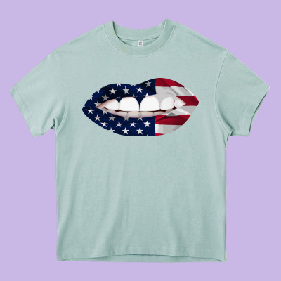 Lips American Flag Heavy Core Tee Designed By Bettercallsaul