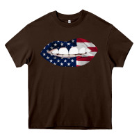Chocolate Brown Lips American Flag Heavy Core Tee - Bettercallsaul
