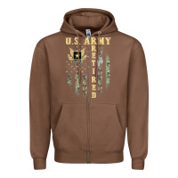 Chestnut US ARMY Retired  Distressed American Flag Patriotic Zipper Hoodie - longCreatives