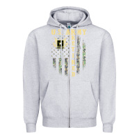 Heather Grey US ARMY Retired  Distressed American Flag Patriotic Zipper Hoodie - longCreatives
