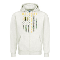 Oatmeal Heather US ARMY Retired  Distressed American Flag Patriotic Zipper Hoodie - longCreatives