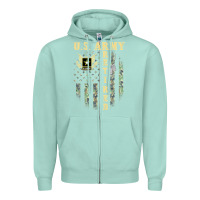 Seafoam US ARMY Retired  Distressed American Flag Patriotic Zipper Hoodie - longCreatives