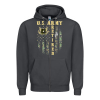Smoke US ARMY Retired  Distressed American Flag Patriotic Zipper Hoodie - longCreatives