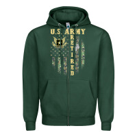 Sports Green US ARMY Retired  Distressed American Flag Patriotic Zipper Hoodie - longCreatives