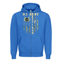 True Royal US ARMY Retired  Distressed American Flag Patriotic Zipper Hoodie - longCreatives