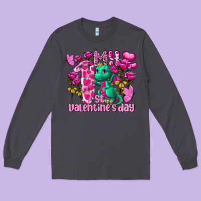 My First Valentine's Day Dragon Long Sleeve Tee Designed By Fadigitalartstudio