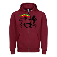 Burgundy Rasta Lion of Judah Rastafarian Reggae Lion and Christian Zipper Hoodie - longCreatives