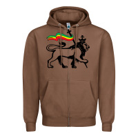 Chestnut Rasta Lion of Judah Rastafarian Reggae Lion and Christian Zipper Hoodie - longCreatives