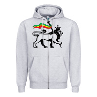 Heather Grey Rasta Lion of Judah Rastafarian Reggae Lion and Christian Zipper Hoodie - longCreatives