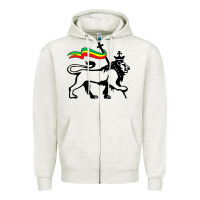 Oatmeal Heather Rasta Lion of Judah Rastafarian Reggae Lion and Christian Zipper Hoodie - longCreatives