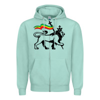Seafoam Rasta Lion of Judah Rastafarian Reggae Lion and Christian Zipper Hoodie - longCreatives