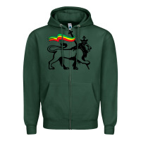 Sports Green Rasta Lion of Judah Rastafarian Reggae Lion and Christian Zipper Hoodie - longCreatives