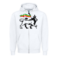 White Rasta Lion of Judah Rastafarian Reggae Lion and Christian Zipper Hoodie - longCreatives