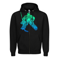 Black Ice Hockey Goalie Hockey Player Youth Men Kids Boys Zipper Hoodie - longCreatives