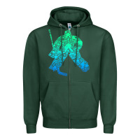 Sports Green Ice Hockey Goalie Hockey Player Youth Men Kids Boys Zipper Hoodie - longCreatives