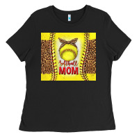 Black softball with leopard tumbler tbs Ladies Tee - TumblerDesignByShophia