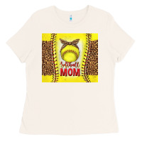 Bone softball with leopard tumbler tbs Ladies Tee - TumblerDesignByShophia