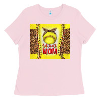 Bubblegum Pink softball with leopard tumbler tbs Ladies Tee - TumblerDesignByShophia