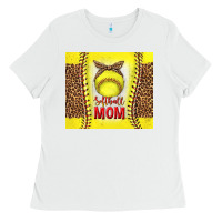 White softball with leopard tumbler tbs Ladies Tee - TumblerDesignByShophia