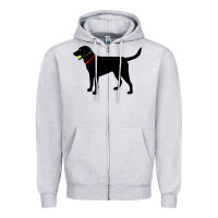 Heather Grey Labrador Retriever Fetch, Black Lab Play Ball Zipper Hoodie - longCreatives